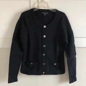 Black button front sweater
